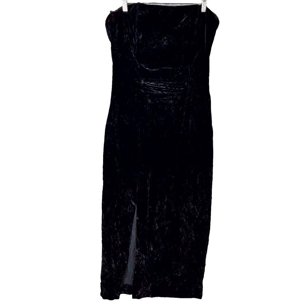 Jessica Mcclintock Gunne Sax Evening Gown Dress Womens Black Velvet Front Slit